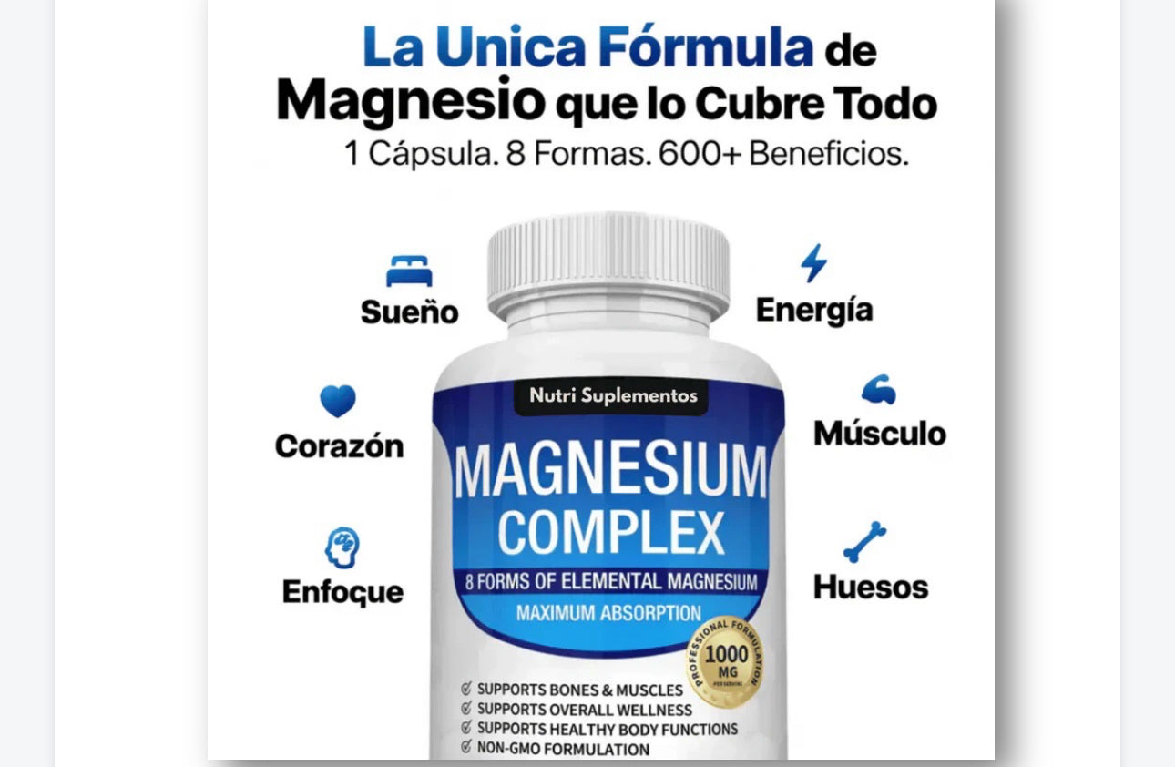 Magnesium Complex 500 | 30 Cápsulas | 8 Formas de Magnesio